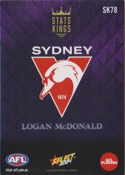 2024 Select AFL Footy Stars - Stats Kings #SK78 Logan McDonald Back